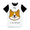 (Black) My Dog is my Therapist Classic Sublimation Panel T-Shirt