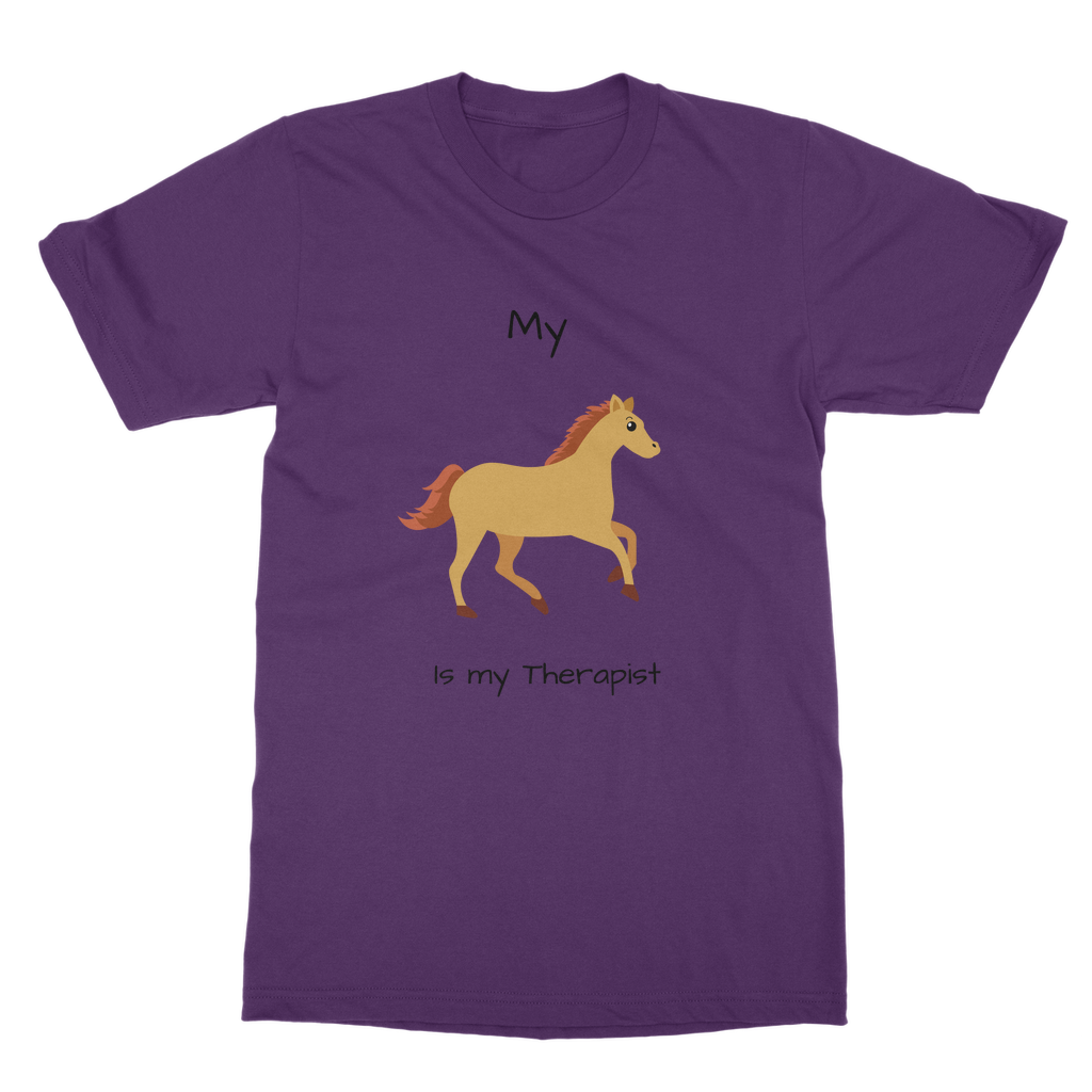 My Horse is My Therapist (Black) Classic Adult T-Shirt