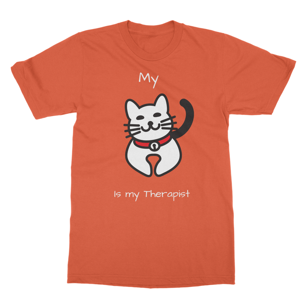 My Cat is My Therapist (White) Classic Adult T-Shirt