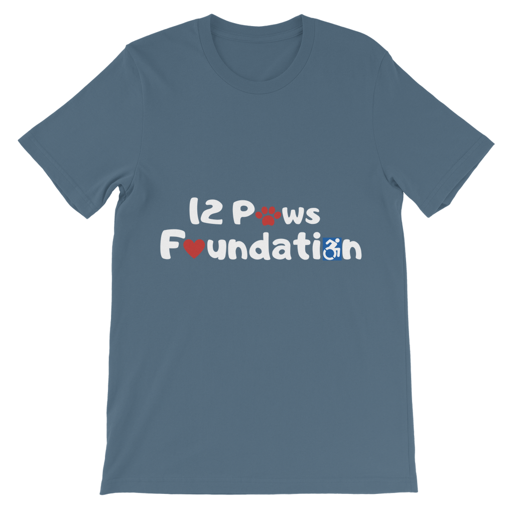 (White Lettering) 12 Paws Foundation Classic Kids T-Shirt
