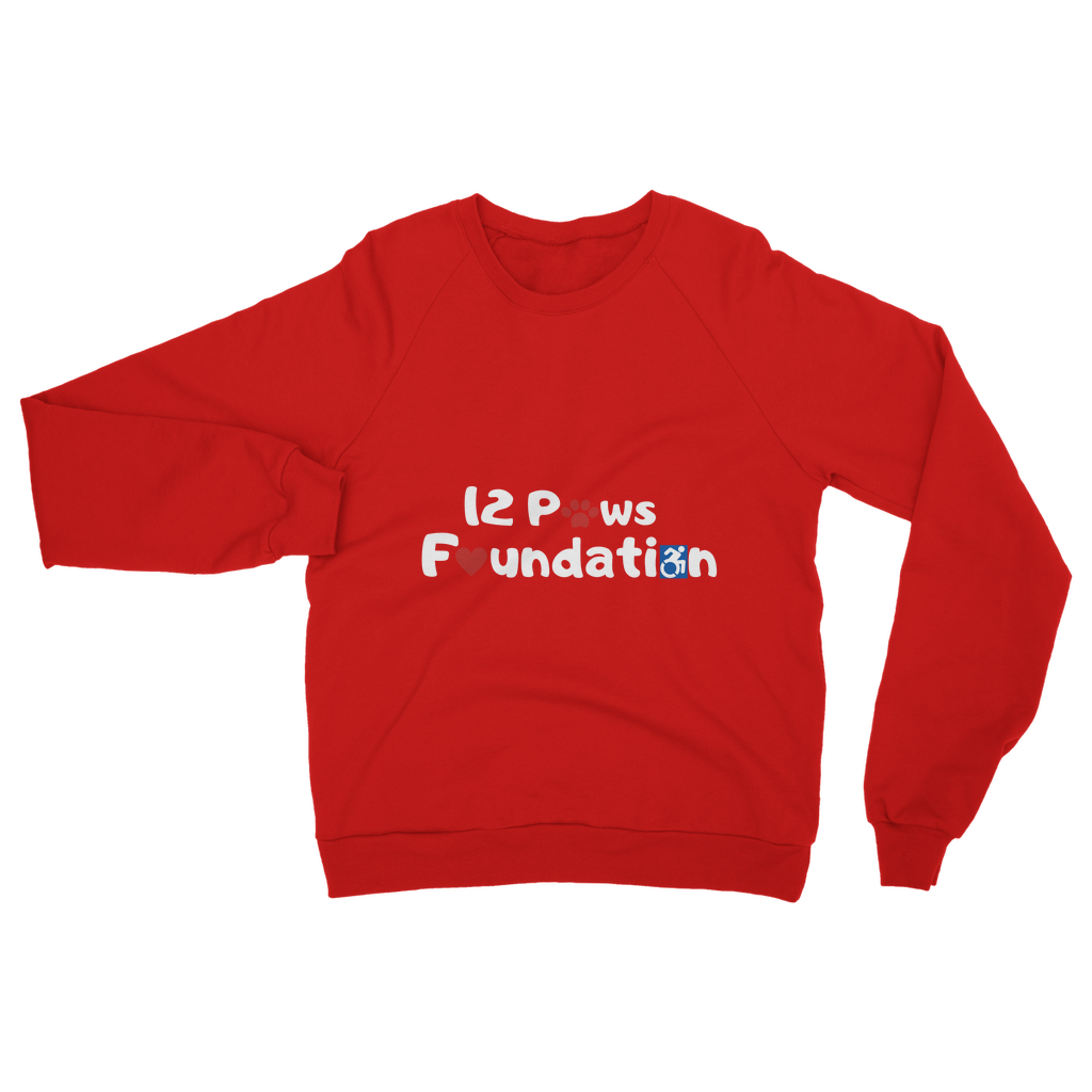 (White Lettering) 12 Paws Foundation Classic Adult Sweatshirt