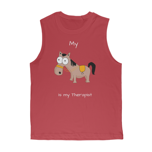My Crazy Horse is my Therapist (White) Classic Adult Muscle Top