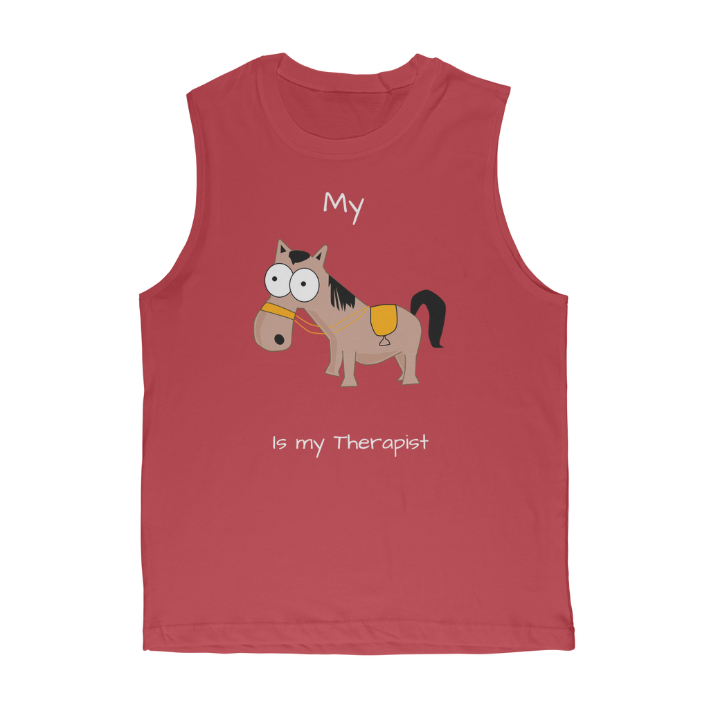 My Crazy Horse is my Therapist (White) Classic Adult Muscle Top