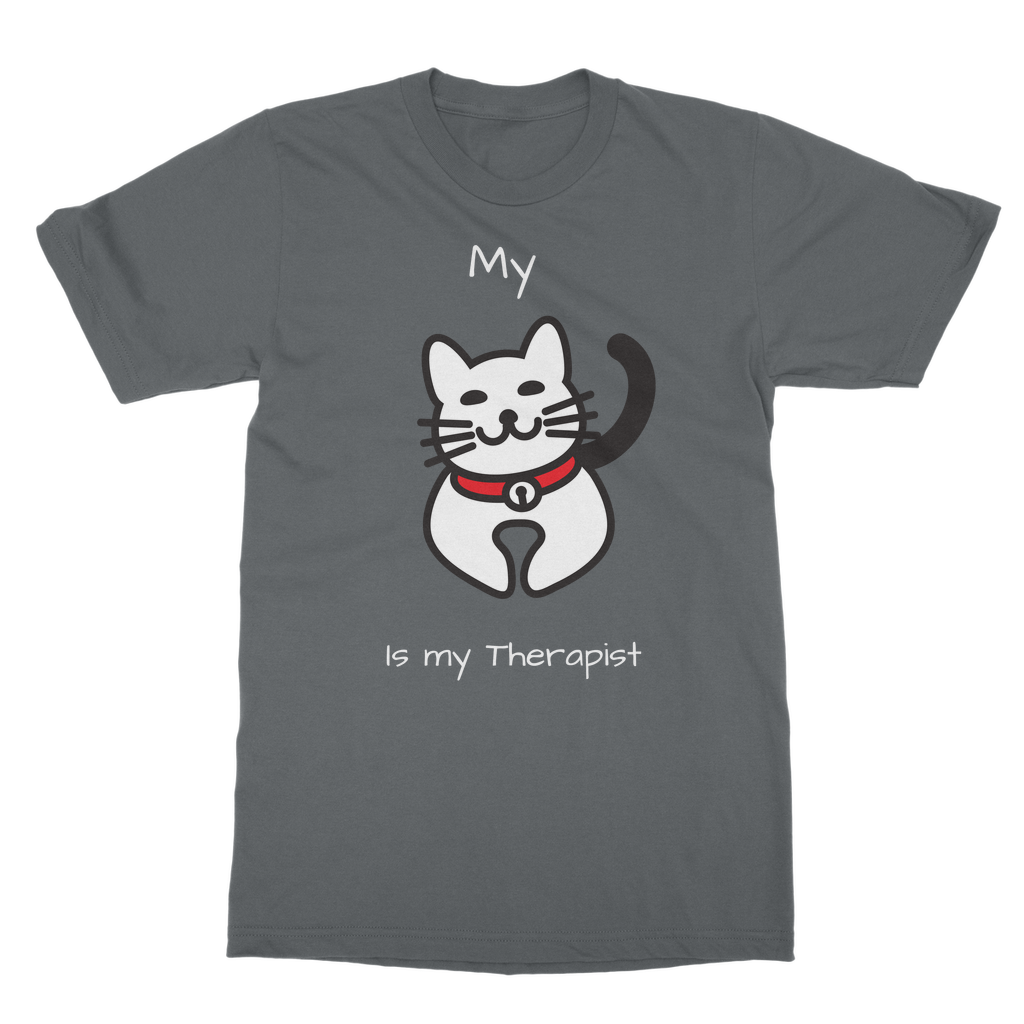 My Cat is My Therapist (White) Classic Adult T-Shirt