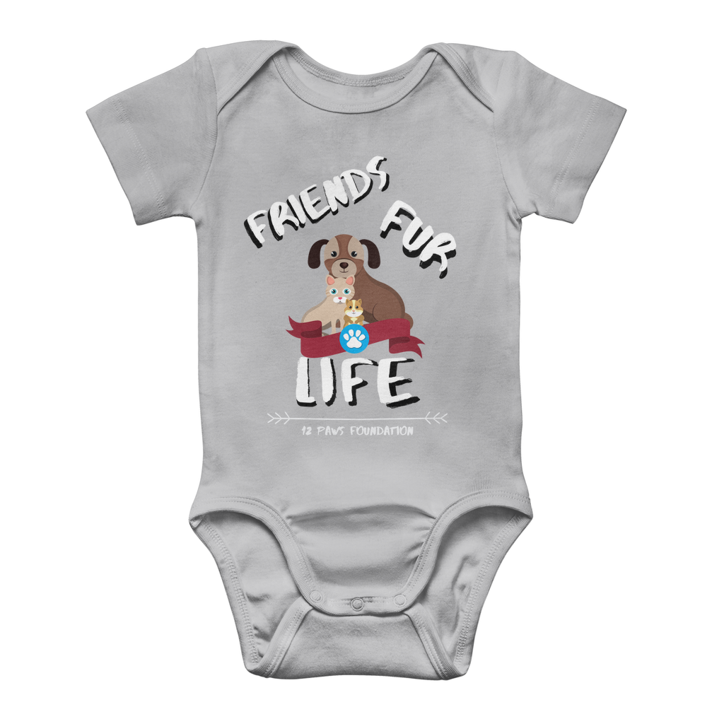 (White Lettering) Friends Fur Life Classic Baby Onesie Bodysuit