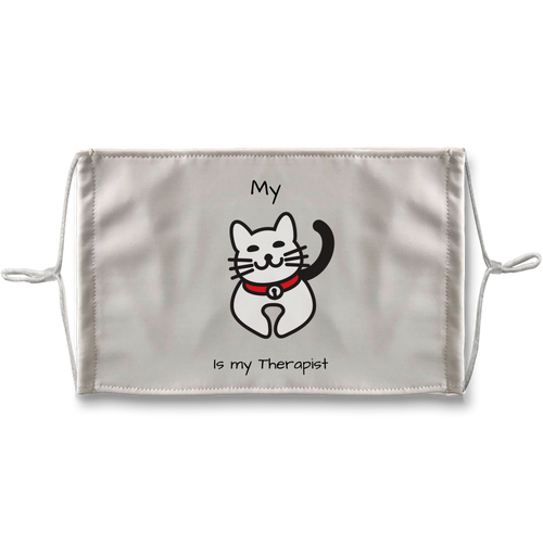 (Black) My Cat is My Therapist Sublimation Face Mask + 10 Replacement Filters