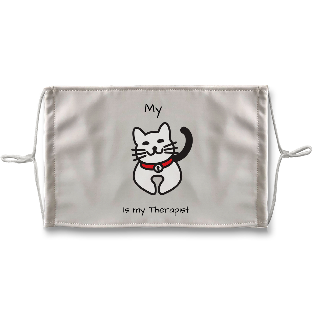(Black) My Cat is My Therapist Sublimation Face Mask + 10 Replacement Filters