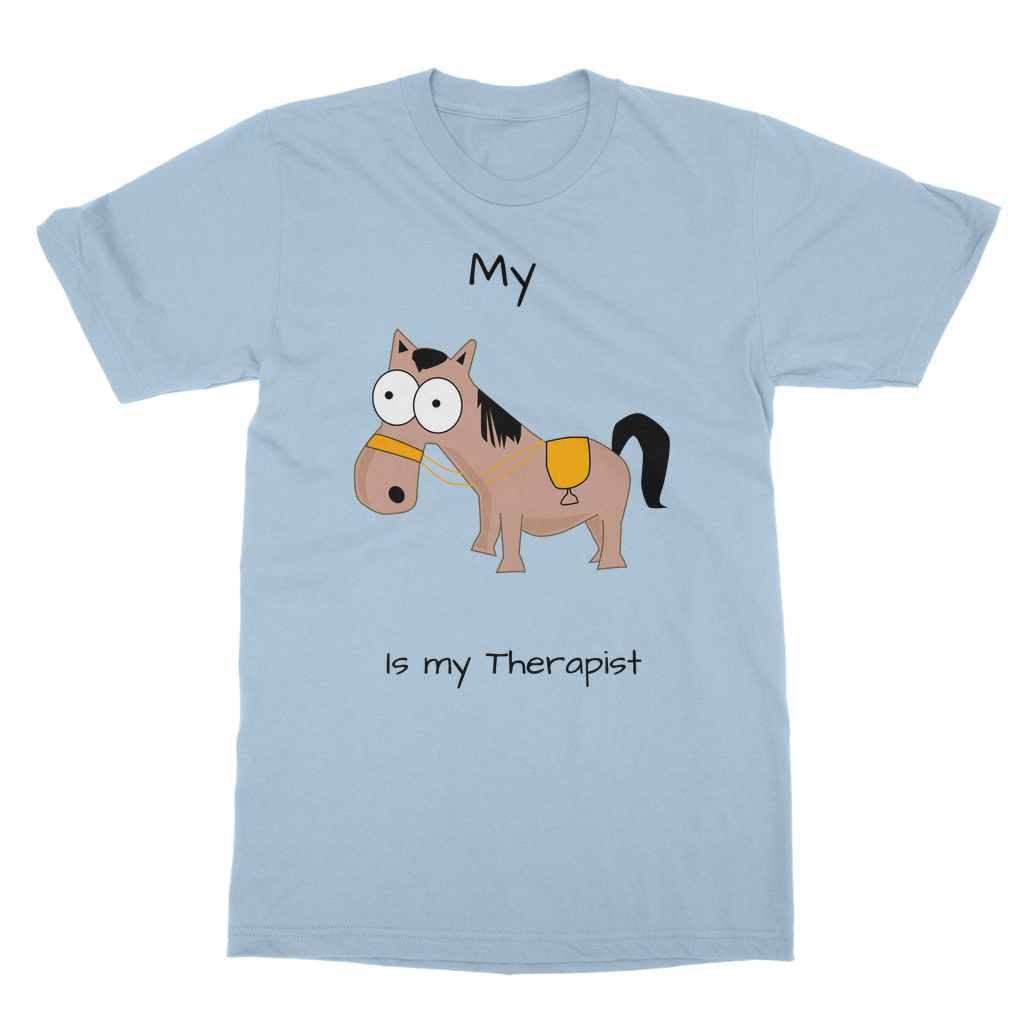 My Crazy Horse is My Therapist (Black) Classic Adult T-Shirt
