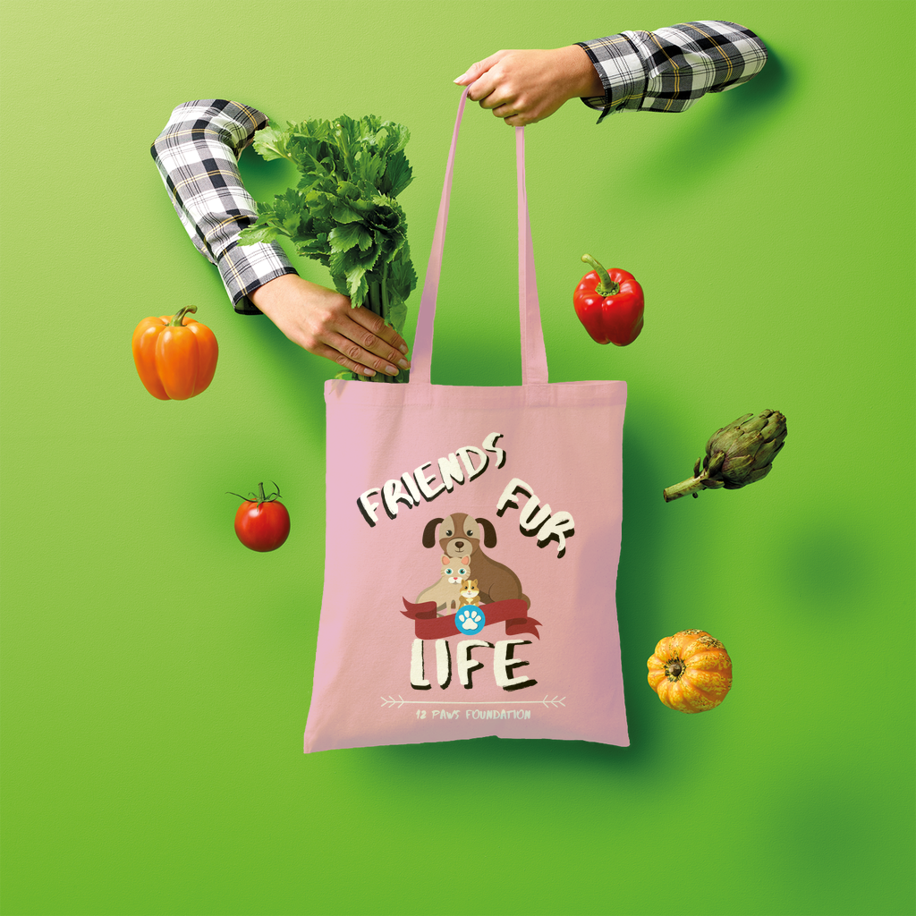 (White Lettering) Friends Fur Life Shopper Tote Bag