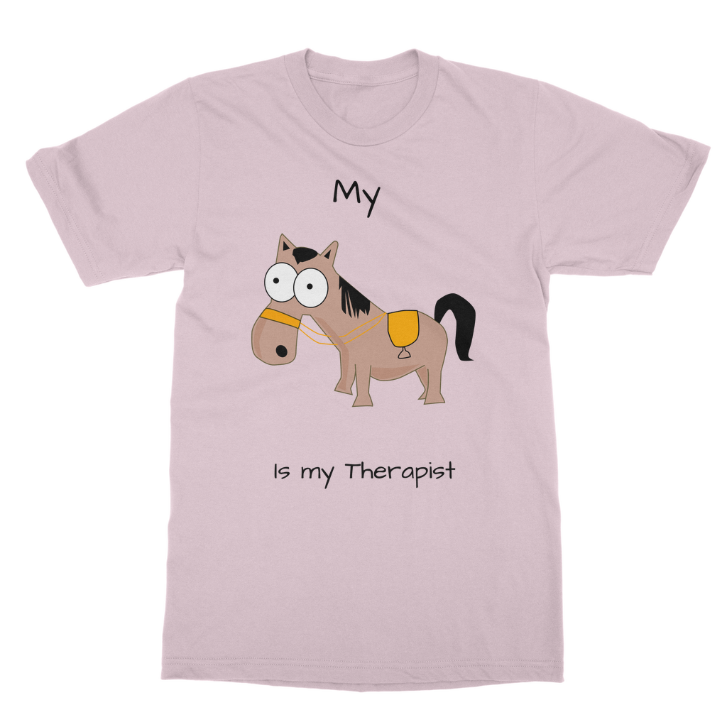 My Crazy Horse is My Therapist (Black) Classic Adult T-Shirt