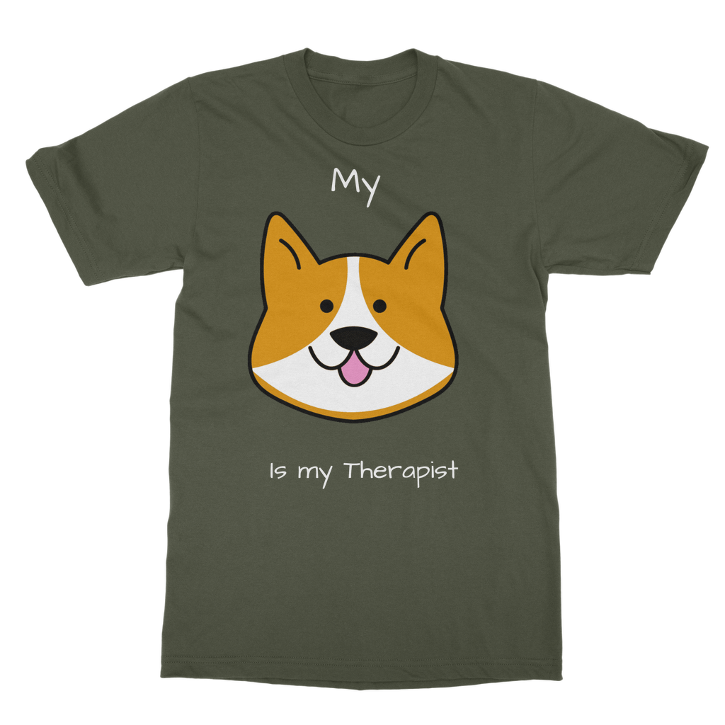 My Dog is My Therapist (White) Classic Adult T-Shirt