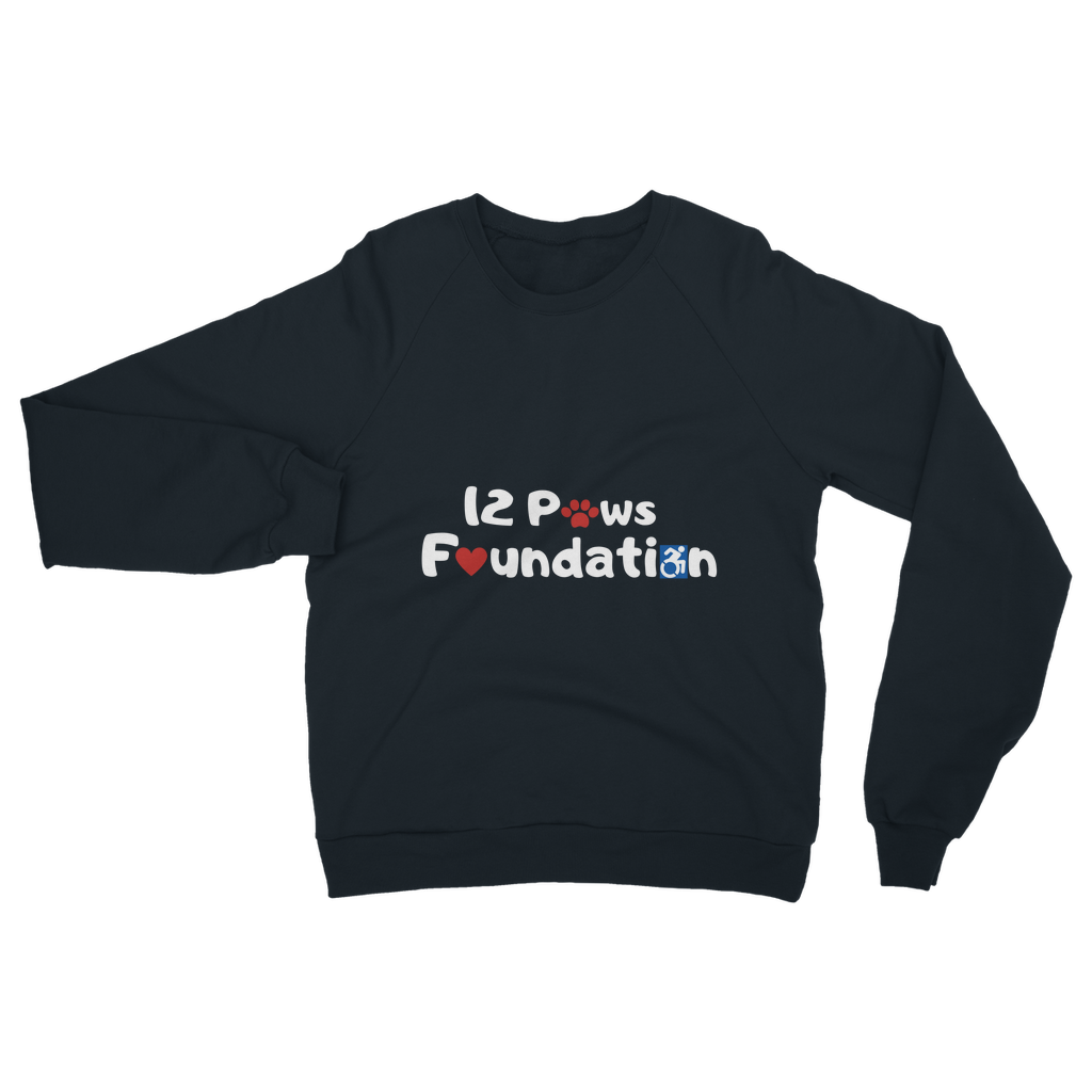 (White Lettering) 12 Paws Foundation Classic Adult Sweatshirt