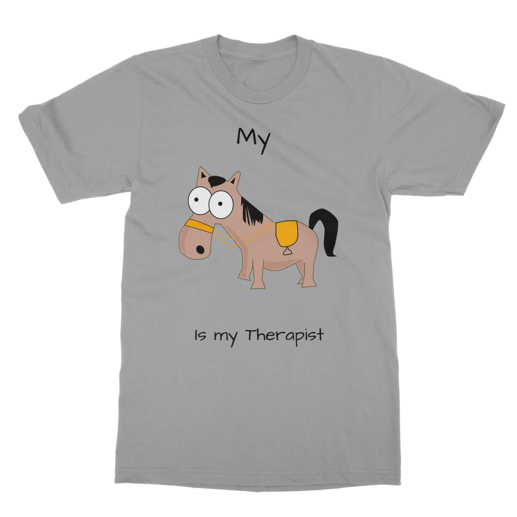 My Crazy Horse is My Therapist (Black) Classic Adult T-Shirt