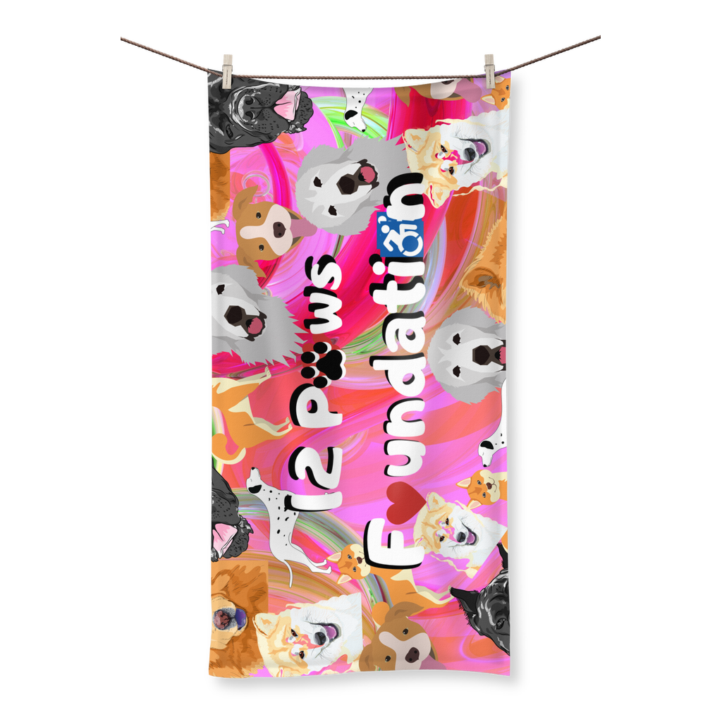 (Pink) 12 Paws Pattern Mask Sublimation All Over Towel