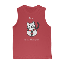 Load image into Gallery viewer, My Cat is My Therapist (White) Classic Adult Muscle Top