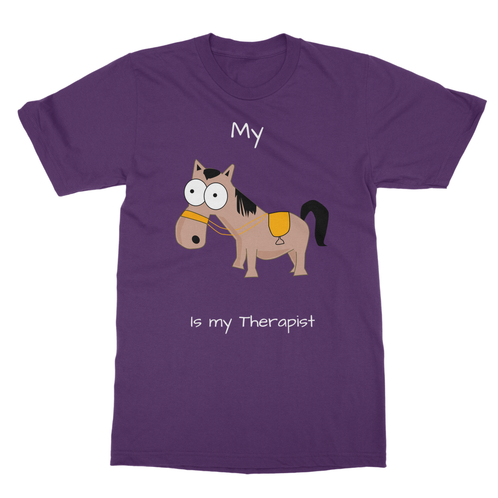 My Crazy Horse is my Therapist (White) Classic Adult T-Shirt
