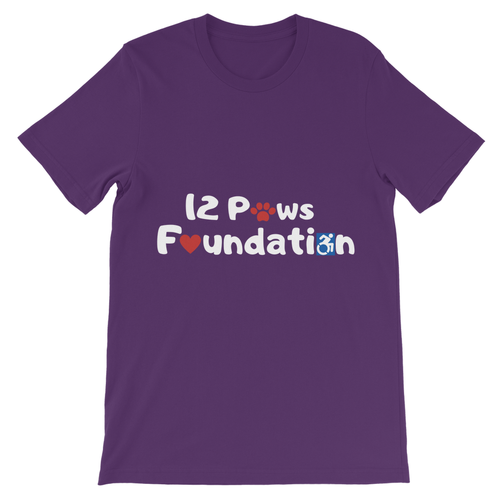 (White Lettering) 12 Paws Foundation Classic Kids T-Shirt