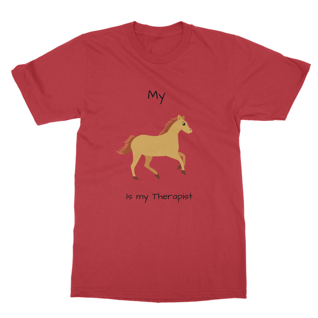 My Horse is My Therapist (Black) Classic Adult T-Shirt