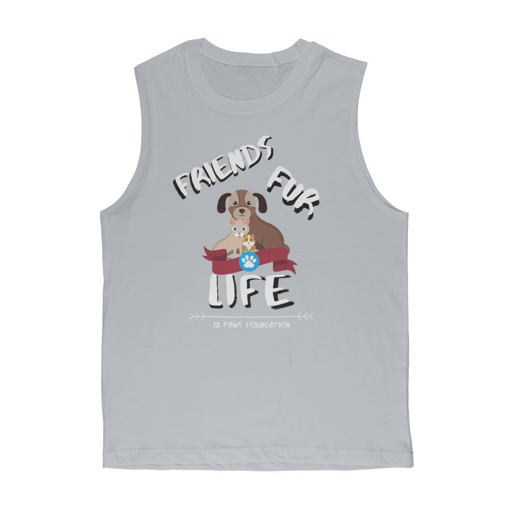 (White Lettering) Friends Fur Life Classic Adult Muscle Top