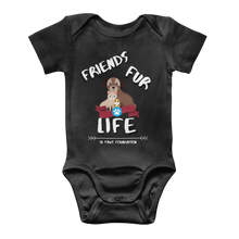 Load image into Gallery viewer, (White Lettering) Friends Fur Life Classic Baby Onesie Bodysuit