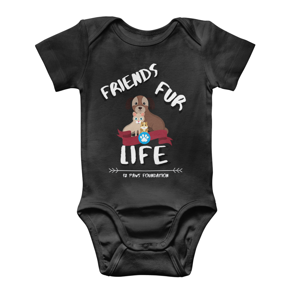 (White Lettering) Friends Fur Life Classic Baby Onesie Bodysuit