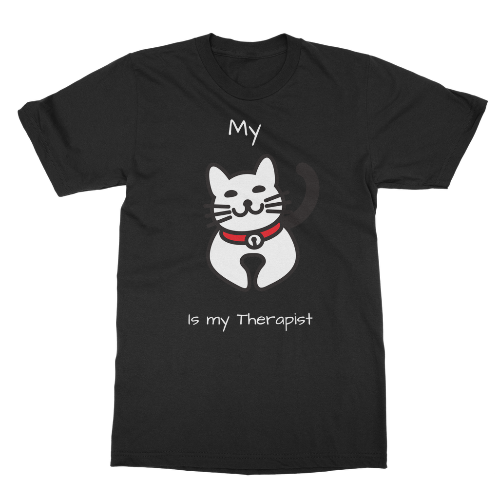 My Cat is My Therapist (White) Classic Adult T-Shirt