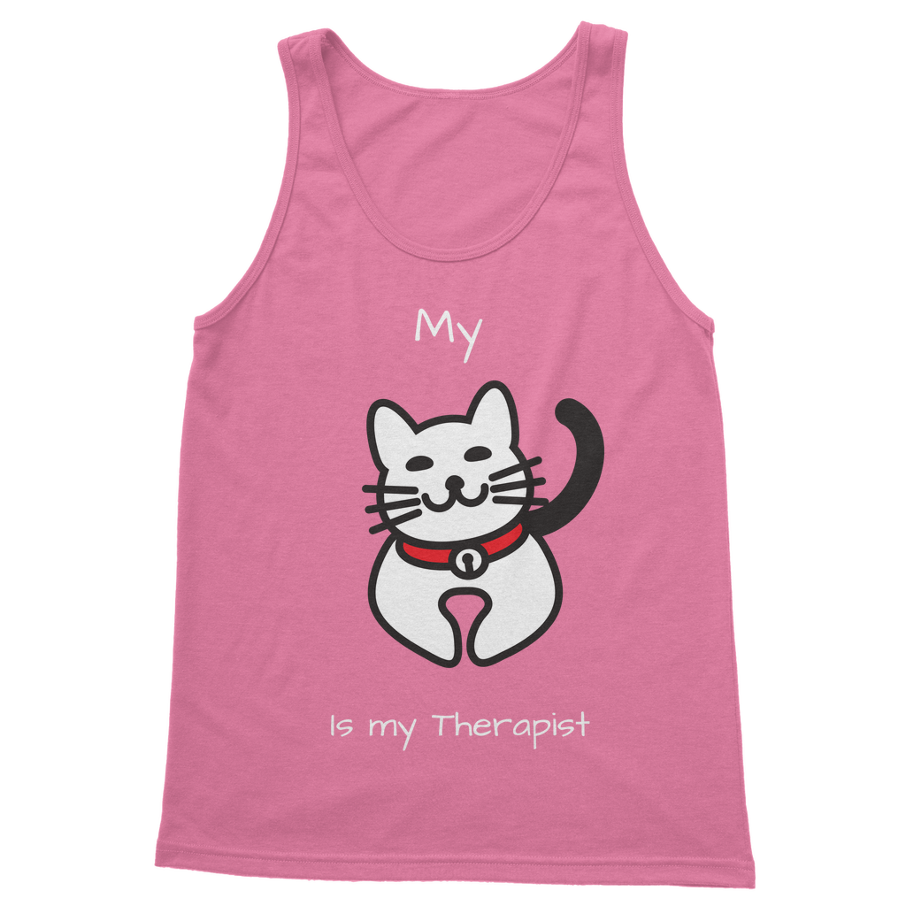 My Cat is My Therapist (White) Classic Women's Tank Top