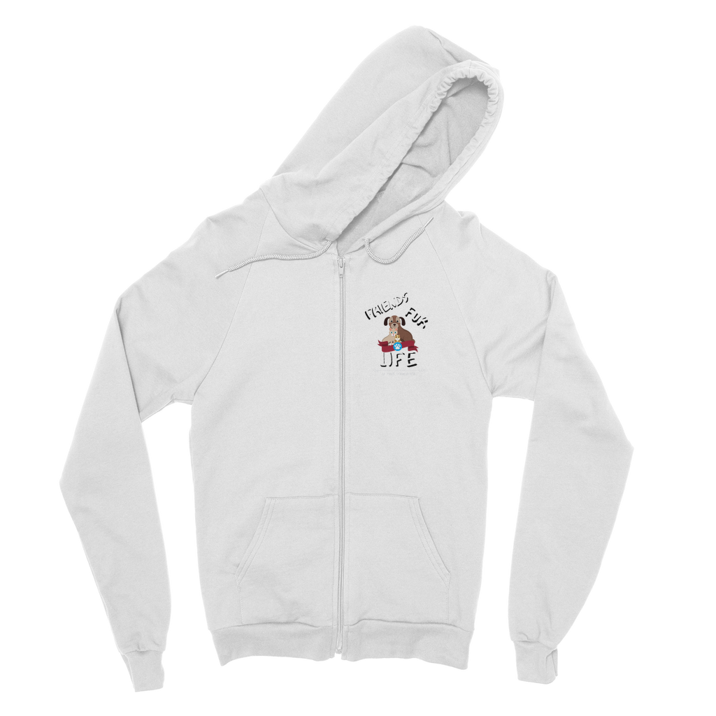 (White Lettering) Friends Fur Life Classic Adult Zip Hoodie