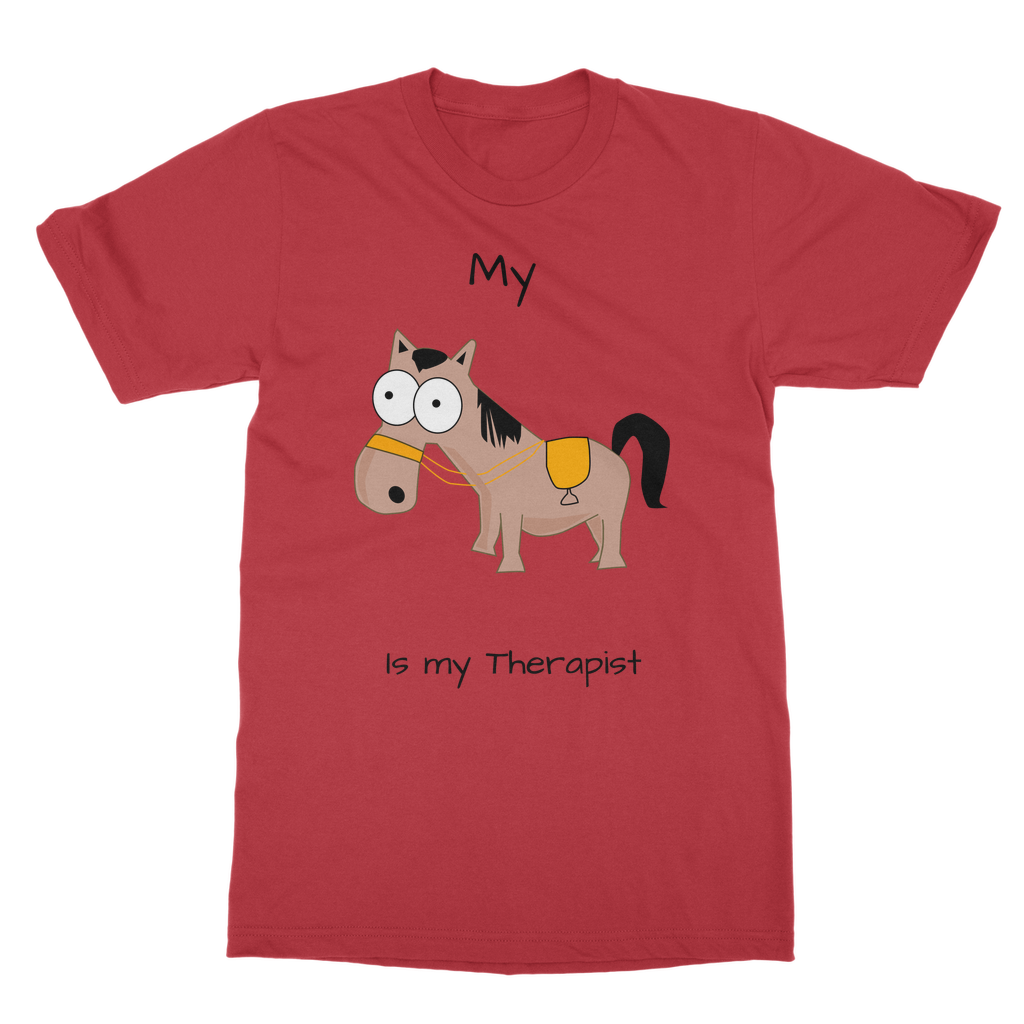 My Crazy Horse is My Therapist (Black) Classic Adult T-Shirt