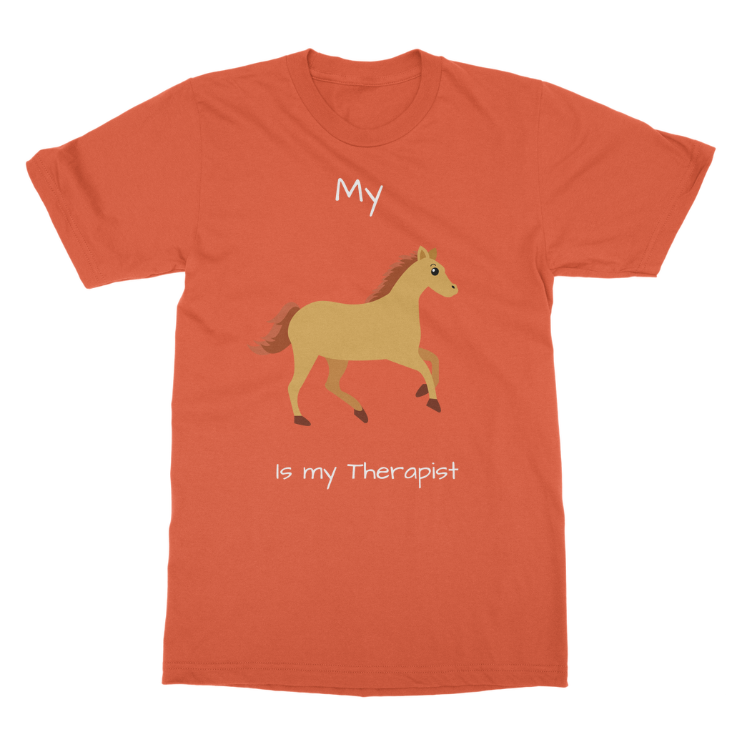 My Horse is My Therapist (White) Classic Adult T-Shirt