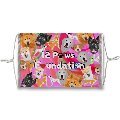 (Pink) 12 Paws Pattern Mask Sublimation Face Mask
