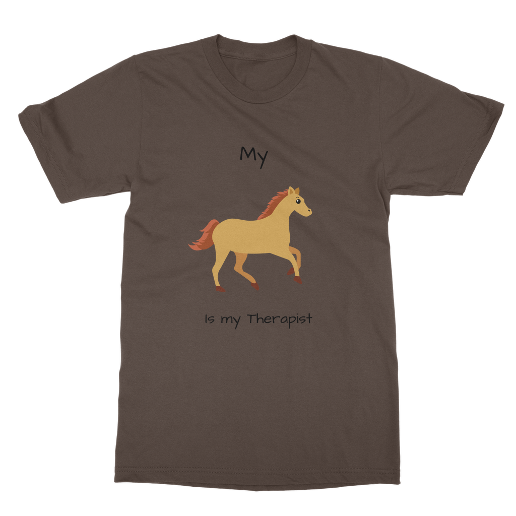 My Horse is My Therapist (Black) Classic Adult T-Shirt
