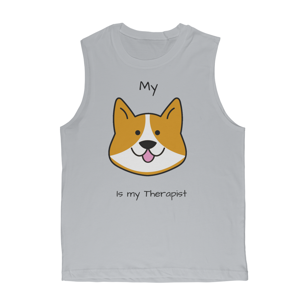 (Black) My Dog is my Therapist Classic Adult Muscle Top