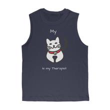 Load image into Gallery viewer, My Cat is My Therapist (White) Classic Adult Muscle Top