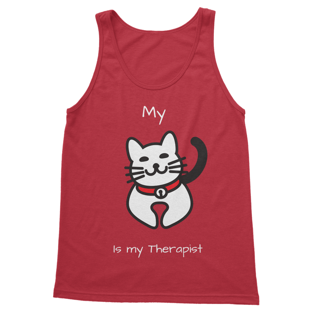 My Cat is My Therapist (White) Classic Women's Tank Top
