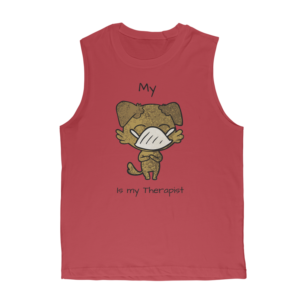 (Black) My ?? is My Therapist Classic Adult Muscle Top