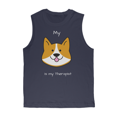 My Dog is My Therapist (White) Classic Adult Muscle Top