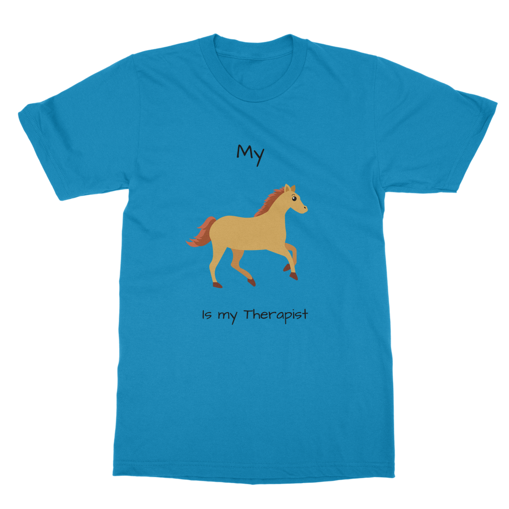 My Horse is My Therapist (Black) Classic Adult T-Shirt