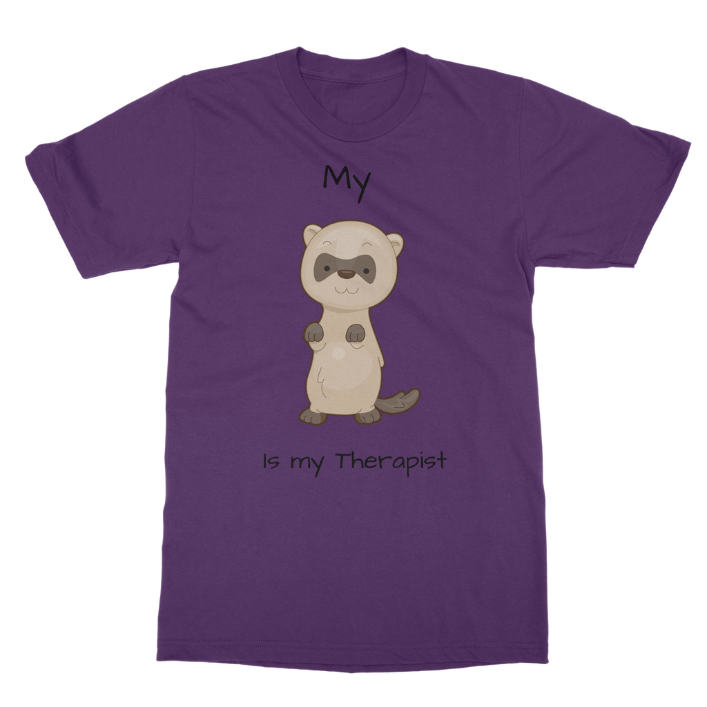 My Ferret is My Therapist (Black) Classic Adult T-Shirt