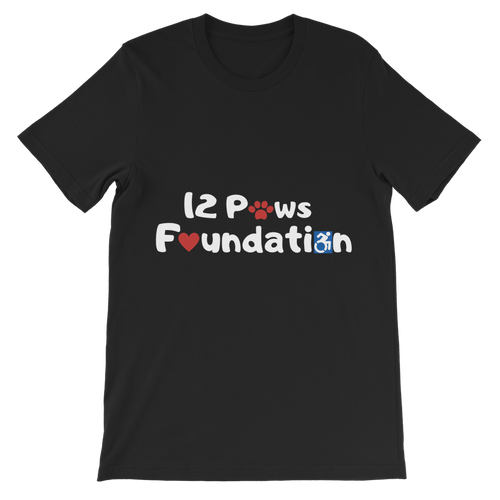 (White Lettering) 12 Paws Foundation Classic Kids T-Shirt