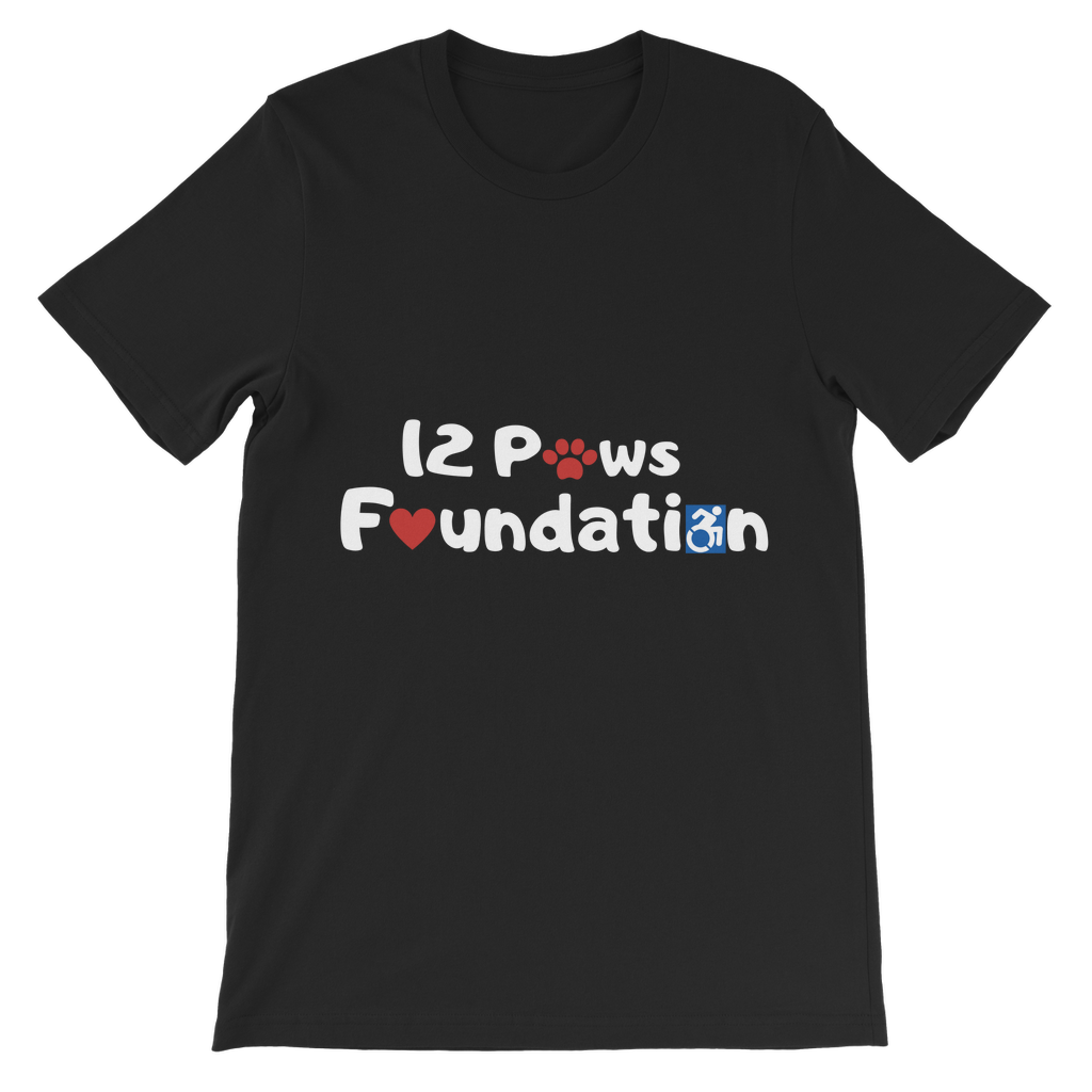 (White Lettering) 12 Paws Foundation Classic Kids T-Shirt