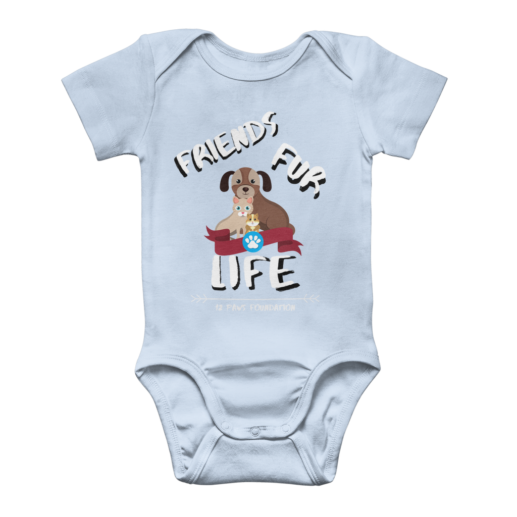 (White Lettering) Friends Fur Life Classic Baby Onesie Bodysuit