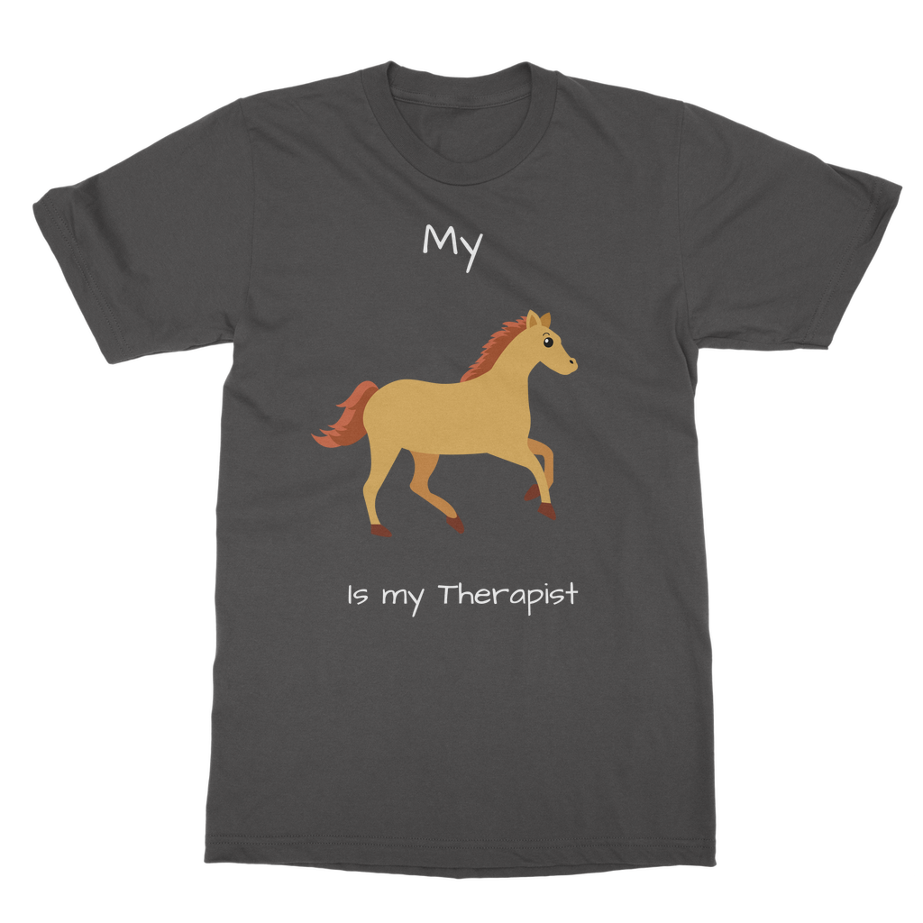 My Horse is My Therapist (White) Classic Adult T-Shirt