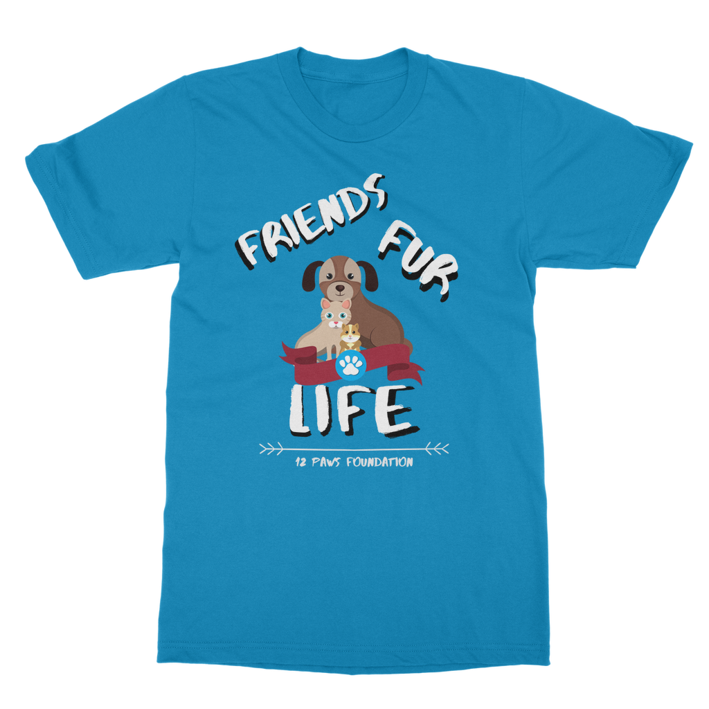 (White Lettering) Friends Fur Life Classic Adult T-Shirt