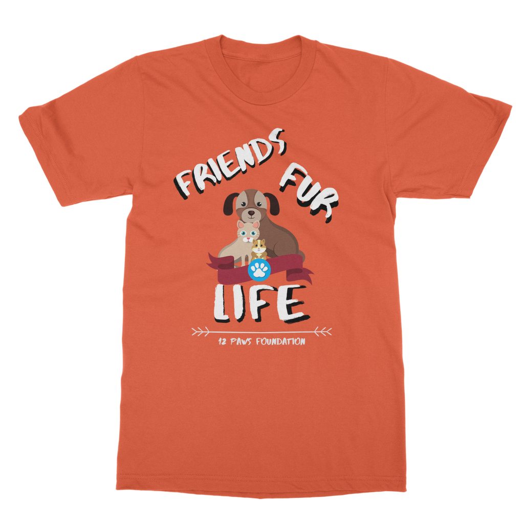 (White Lettering) Friends Fur Life Classic Adult T-Shirt
