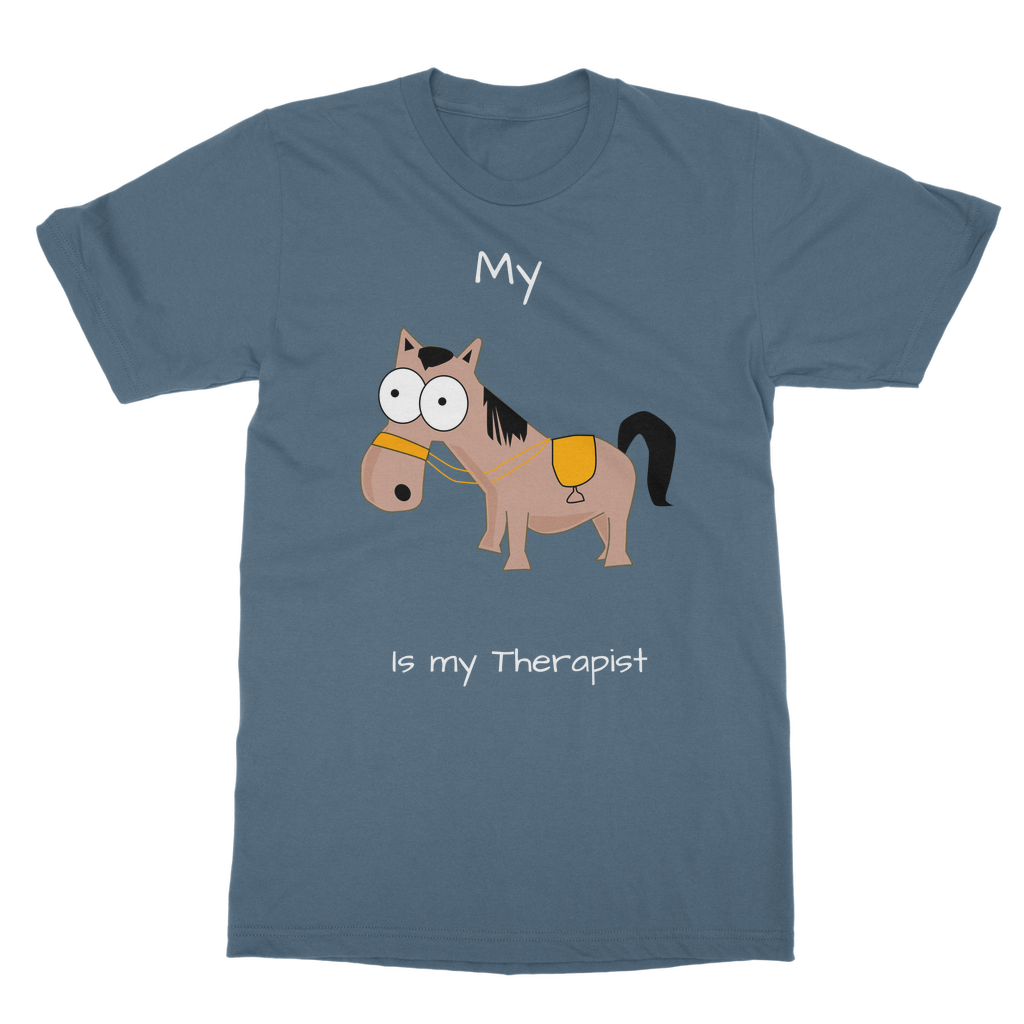 My Crazy Horse is my Therapist (White) Classic Adult T-Shirt
