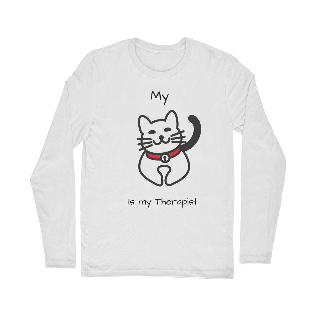 (Black) My Cat is My Therapist Classic Long Sleeve T-Shirt