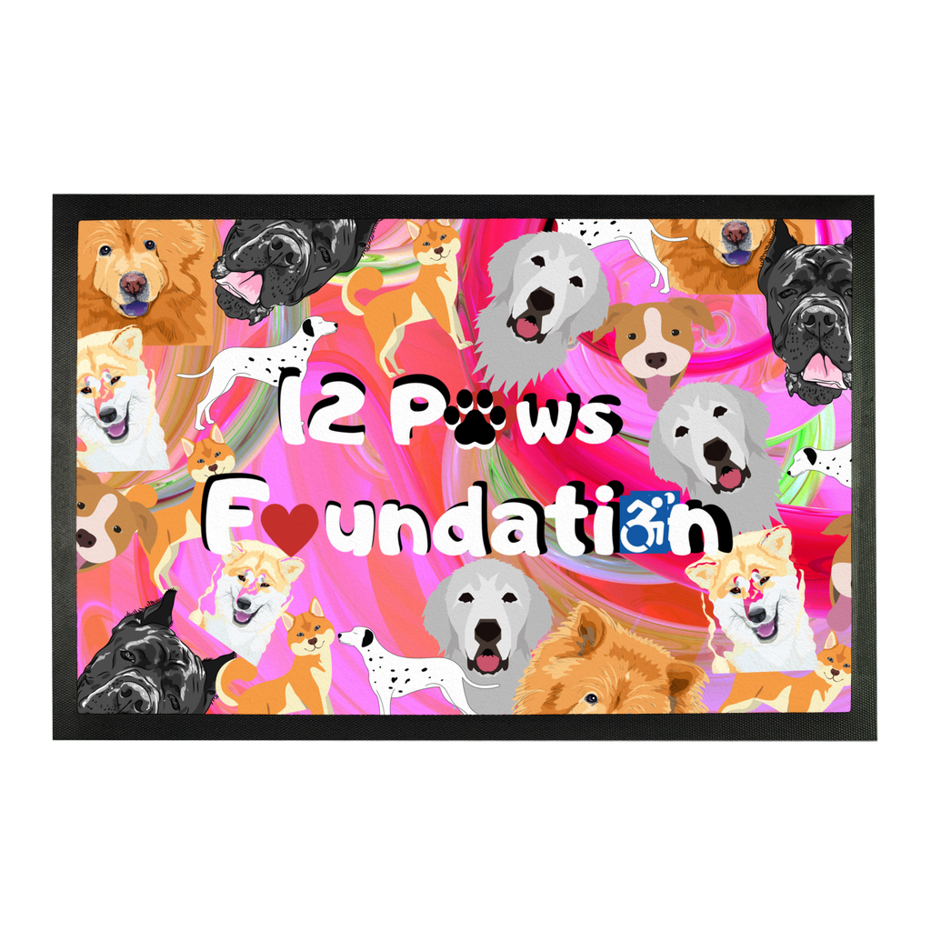 (Pink) 12 Paws Pattern Mask Sublimation Doormat