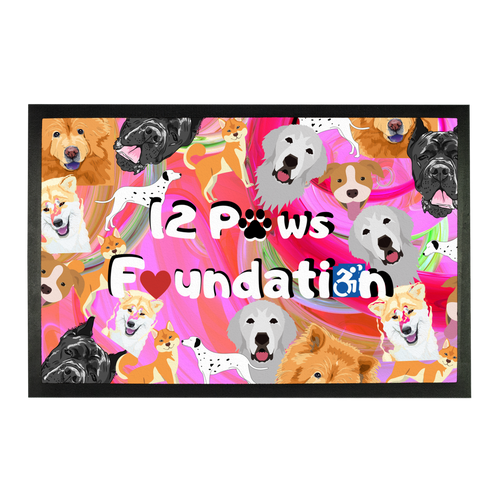 (Pink) 12 Paws Pattern Mask Sublimation Doormat