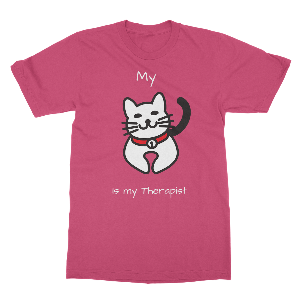 My Cat is My Therapist (White) Classic Adult T-Shirt